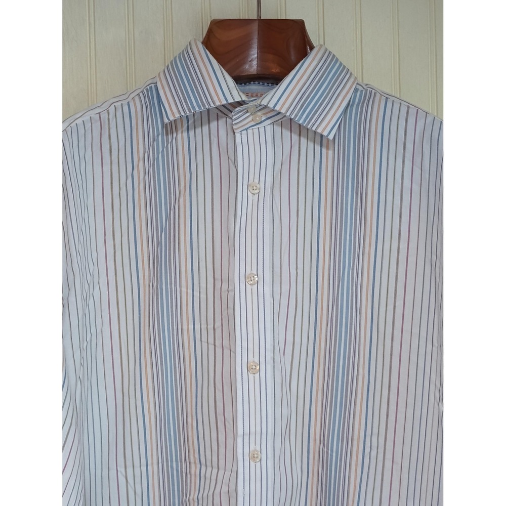 R&G Shirt Mens XL White Multicolor Stripe Button Down Long‎ Sleeve Cotton Casual